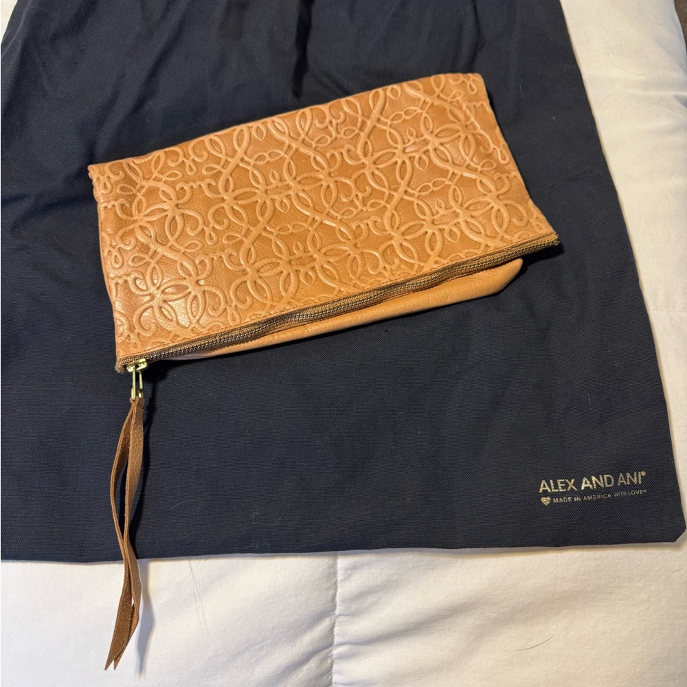 Alex and Ani Tan Leather Clutch
